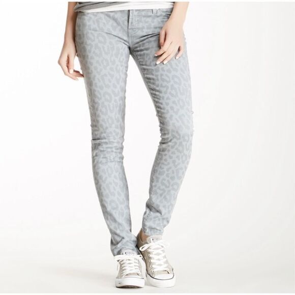 7 For All Mankind Gwenevere Cheetah print neutral super skinny jeans 31 $189 ret - Picture 9 of 9